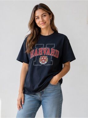 Harvard University Authentic Black Graphic T-Shirt Unisex Size Large 100% Cotton